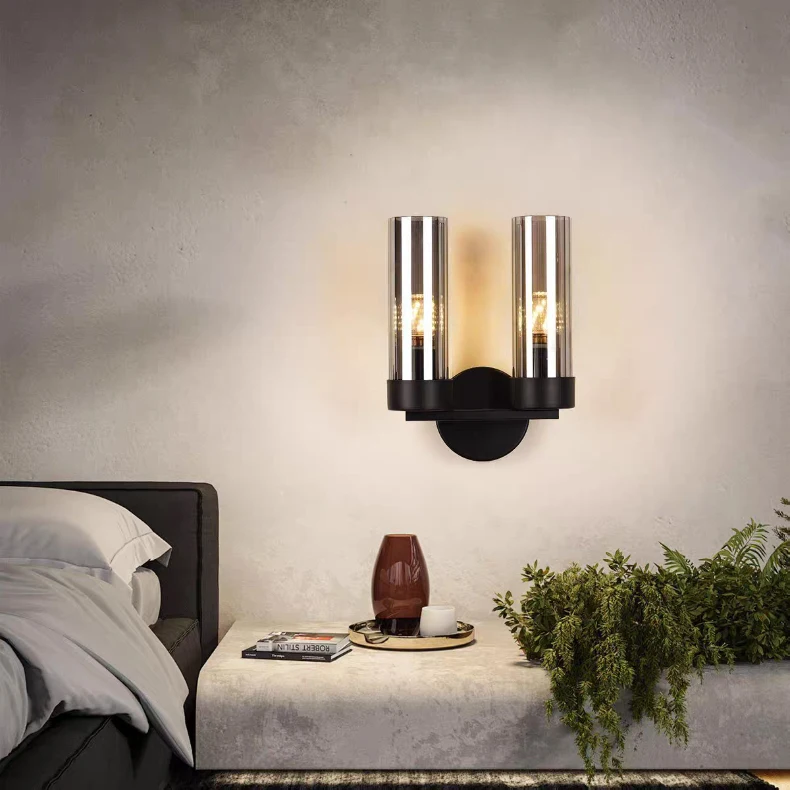 Clear Grey Glass Wall Light Indoor