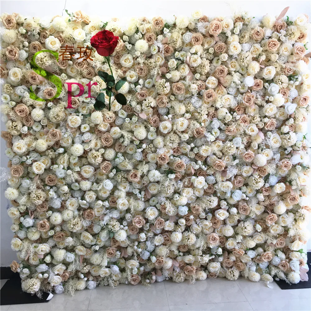 

SPR Flores Artificiais Restaurant and Wedding Ceremony Events Fabric Artificial Red Rose Decorative 3d Wall Panel