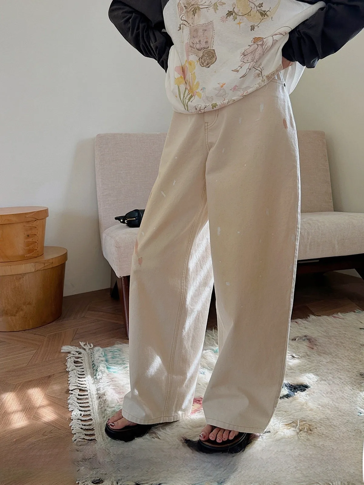 

Джинсы REREK Faded Spray Ink с низкой/средней посадкой, прямые, из хлопка, ручной работы от DEARSOCUTE