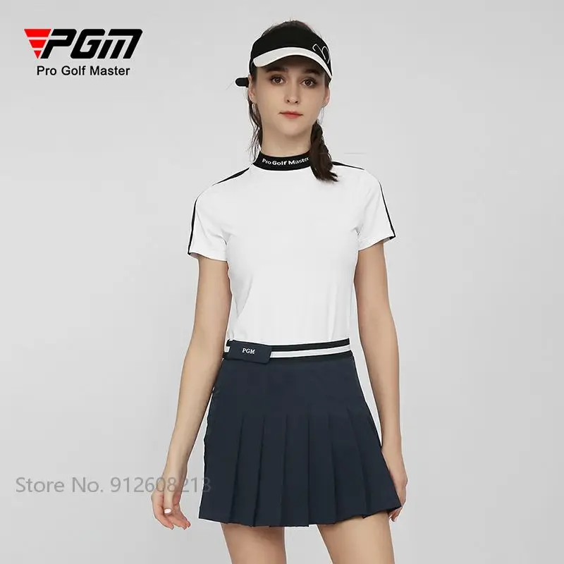 PGM Summer Women Detachable Pantskirt Anti-exposure Golf Skirts High Waist Golf Shorts Ladies Pleated Elastic Waistband Culottes