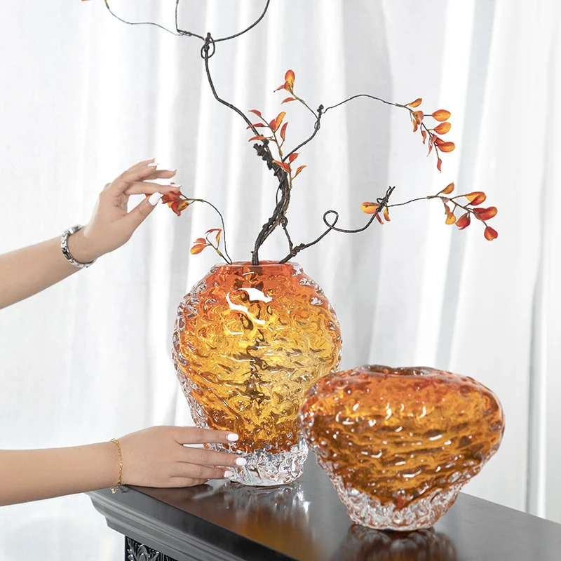 

Art glazed vase creative entrance dining table vase ornament living room flower arrangement light luxury high sense