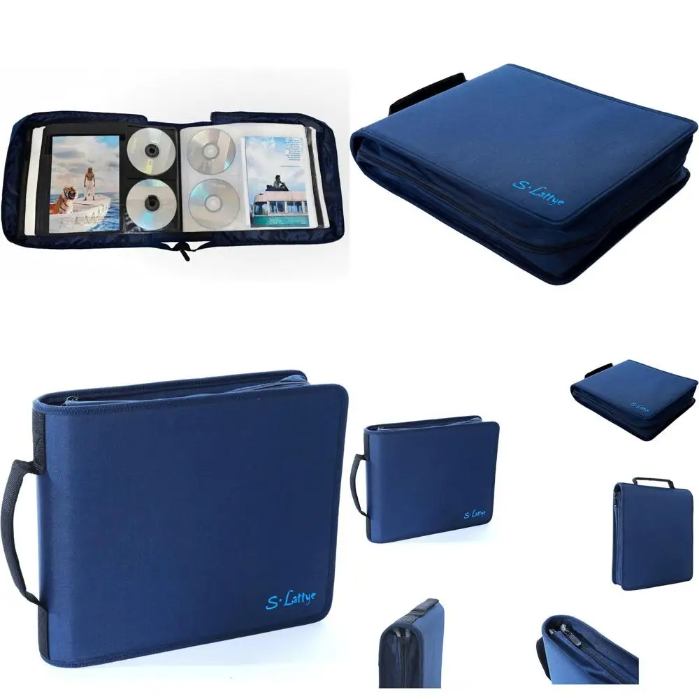 

Portable Blue DVD/CD/Blu-ray Storage Case with 128 Disk Capacity and 64 Wide Title Covers