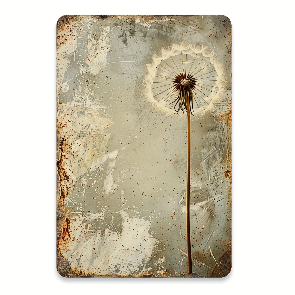 Dandelion Vintage Metal Tin Sign | Rustic Floral Wall Art with Textured Background | Durable Iron Home, Cafe & Garden Decor |