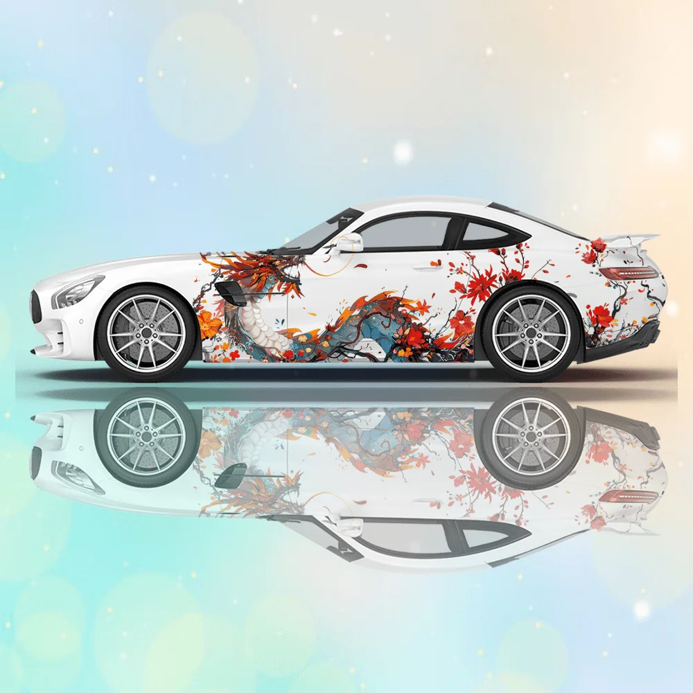

Colored Dragon Flower Branch Car Vinyl Wraps Decal Self-adhesive PVC Sticker Suitable for Trucks SUV Decor Auto Accessories Gift