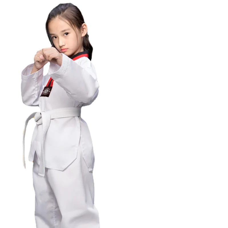 Taekwondo Clothing Children\'s Adult Long-sleeved Short-sleeved Cotton Men Women Spring Summer Karate Clothing Training Suit