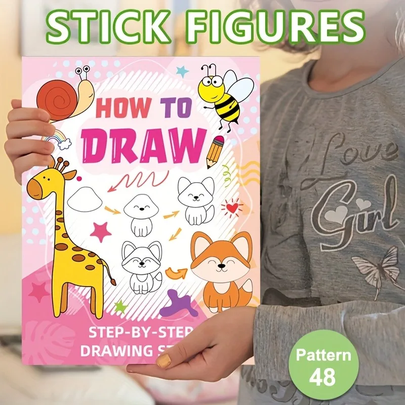 Fun Drawing Book Drawing Book Step-by-Step Guide with Animal Illustrations Cute Cartoon Characters Colorful Patterns Book