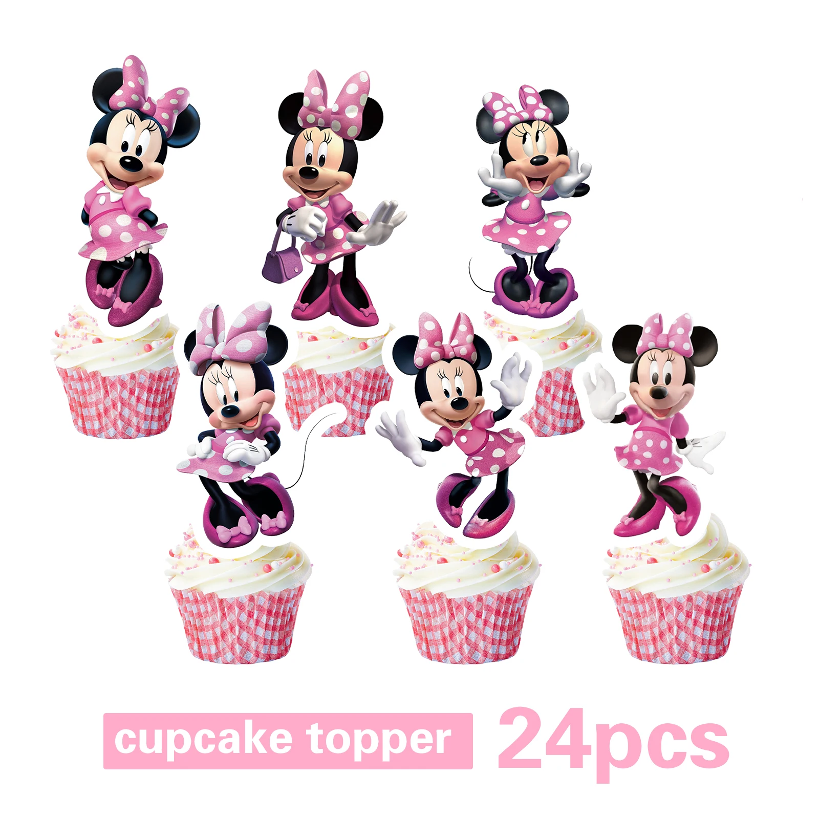 Minnie Mouse Birthday Cake Decorations Include Cake Topper Cupcake Toppers Minnie Mouse Birthday Party Supplies for Kids Party