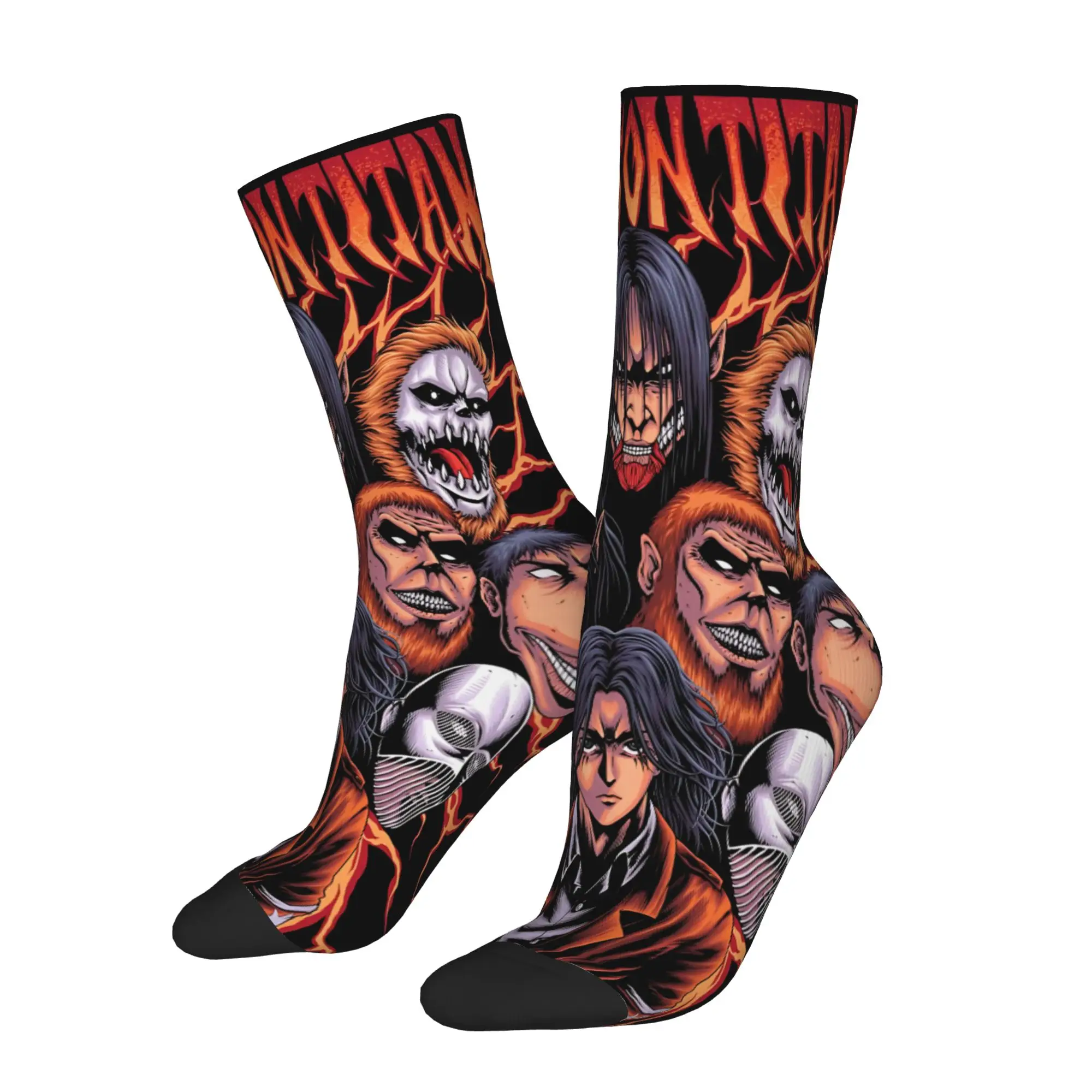 1 Pair Funny Crazy Sock for Men All Nine Main Character Hip Hop Harajuku Attack on Titan Pattern Printed Sock Casual