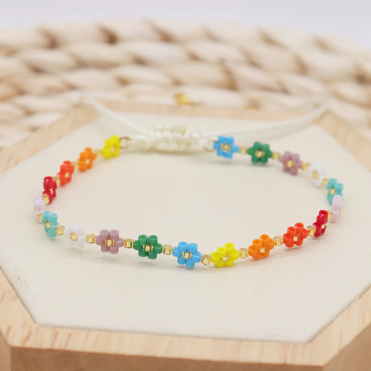 ALIYA Miyuki Bracelet For Women Handmade Woven Jewelry Friendship Rainbow Pulsera Flower Design Bracelets Summer Beach