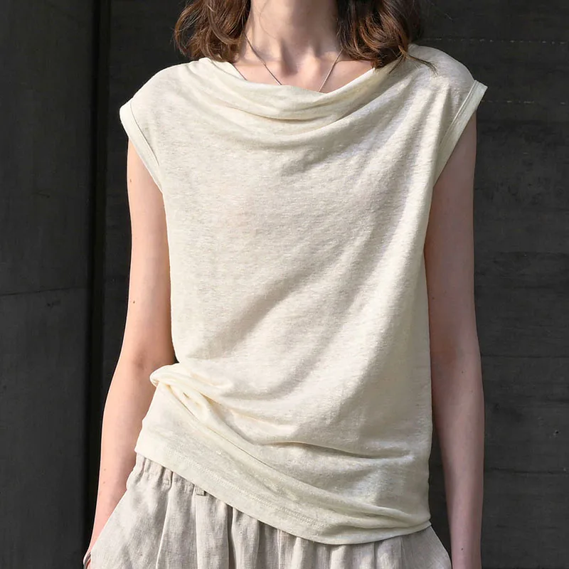 

Women Vest Swing Collar Short Sleeve Lightweight Slightly Transparent Slim Solid Color Simple Knit Retro Casual Versatile Top