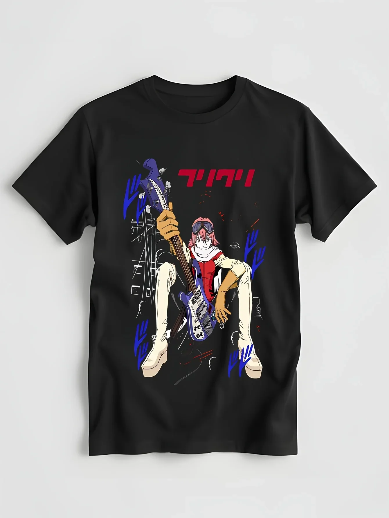 Haruko Haruhara New T-shirt FLCL Foly cooly anime Haruhara shirt Black