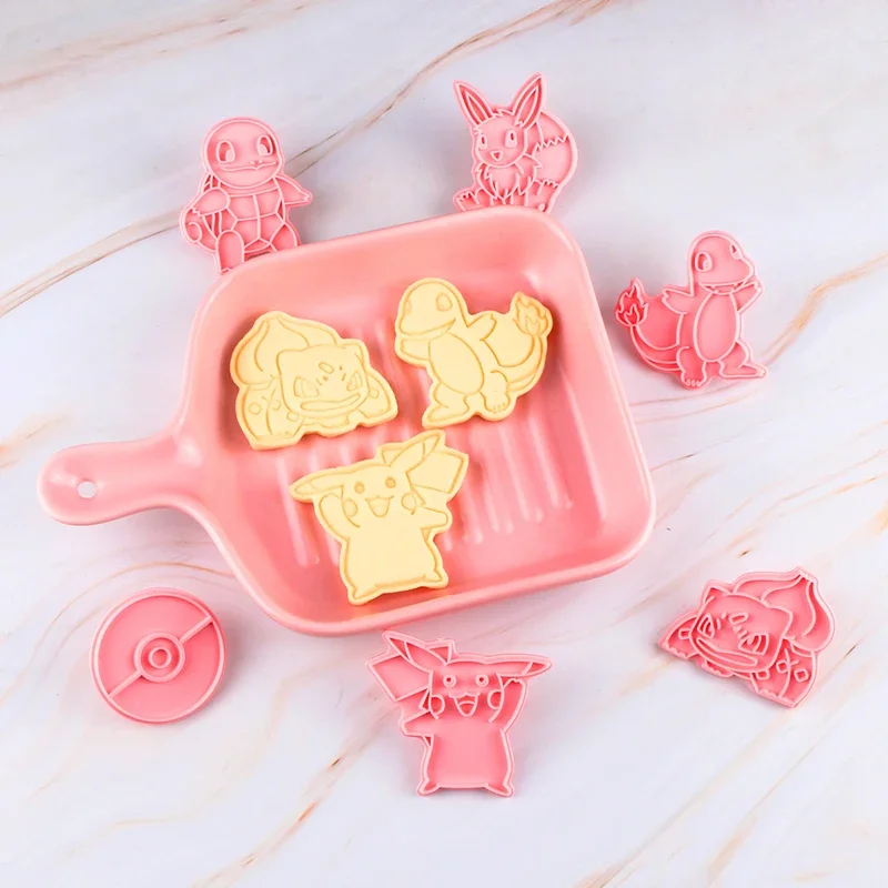 6 sztuk Anime kreskówka Pokemon Cookies formy zestawy wielokrotnego użytku DIY narzędzia do pieczenia ciasta plastikowe Cookie Home Decoration dla