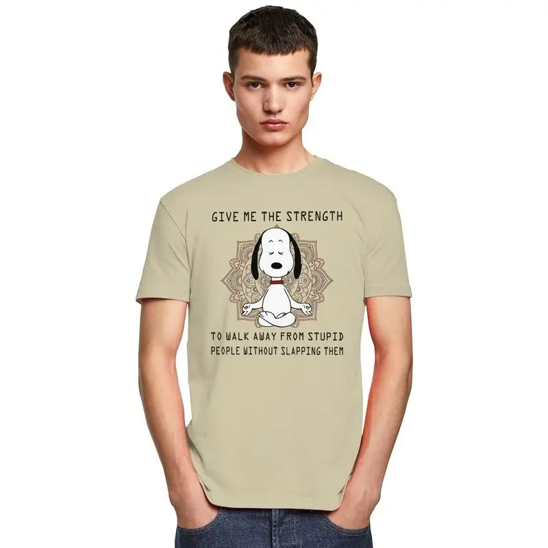 Custom Cool Cute Cartoon Snoopy T Shirt Men 100% Cotton T-shirt Leisure Tee Tops Fashion Tshirt