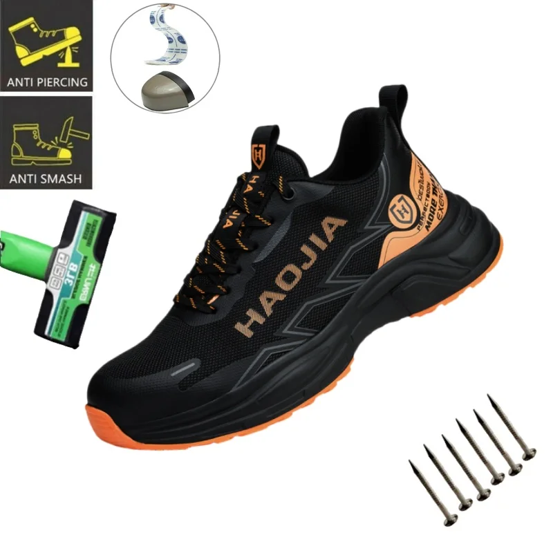 

Light Men's Safety Shoes Indestructible Work Safety Boots With Metal Breathable Man Working Boots Puncture Proof Sneakers New