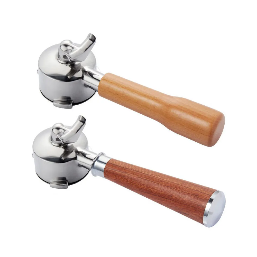 Coffee Portafilter 54mm Stainless Steel Basket Double Spout Portafilter Sour Wood Branch Beech Coffee Accessories For Barista