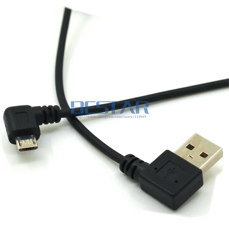 Cable de datos de carga macho Micro Usb de doble codo derecho de 90 grados, línea de resorte retráctil curva izquierda para teléfono móvil Samsung Android