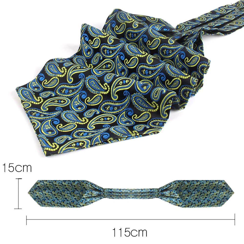 New Men Cashew Tie Wedding Formal Cravat Ascot Scrunch Self British Gentleman Polyester Soft Floral Paisley Neck Tie Gravatas