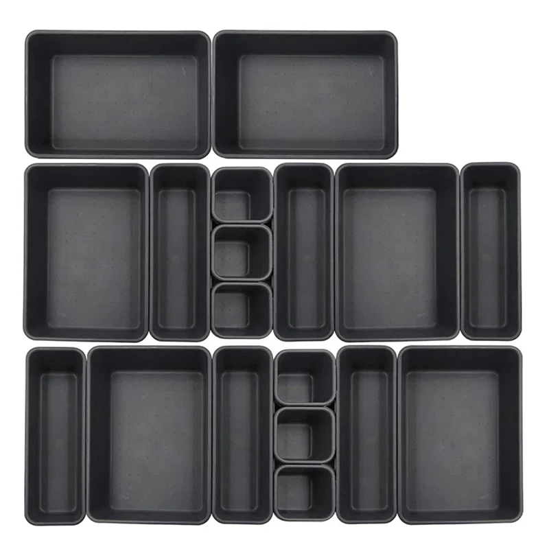 

18 Pack Interlocking Drawer Organizer Tray Multi-Purpose Desk Drawer Tray Organizer For Kitchen Bathroom Office Bedroom