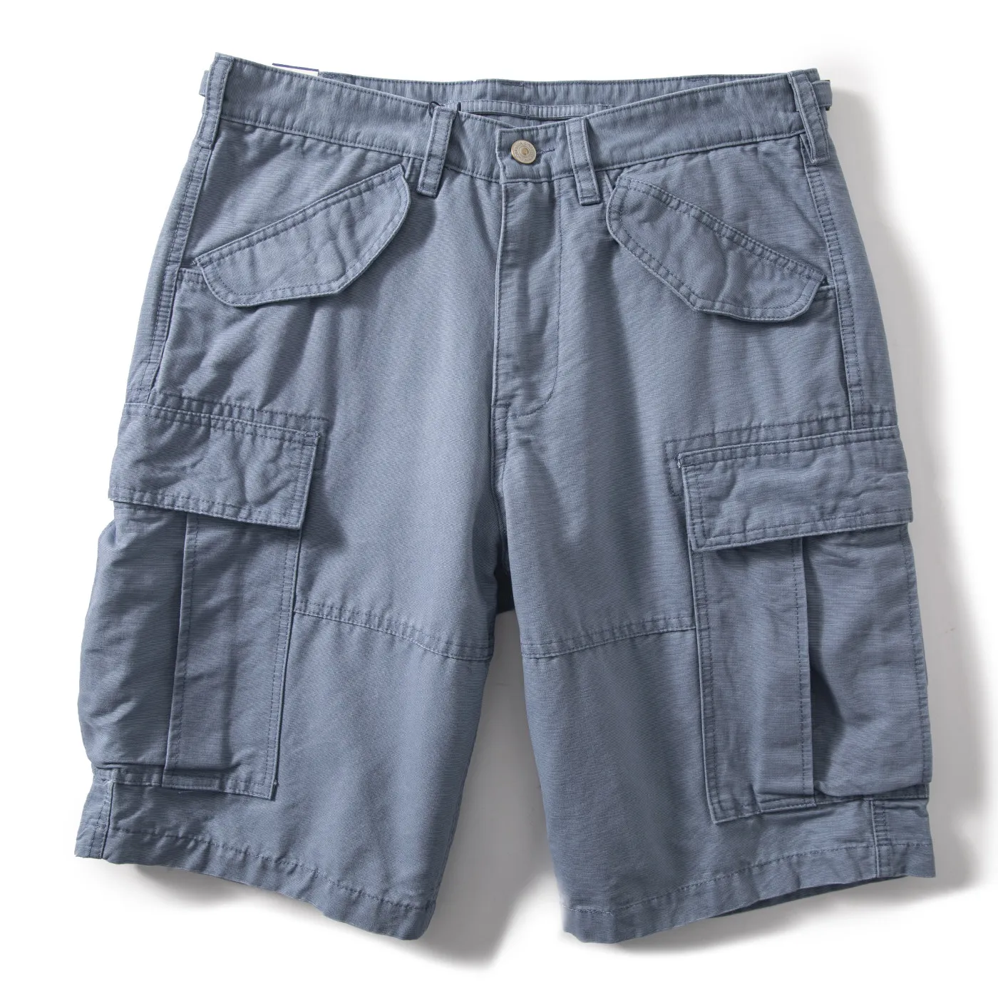 Vintage Men's Heavyweight 100% Cotton Cargo Shorts Washed Multi-Pocket Relaxed Quarter-Length Rugged Commuter Style for Summer