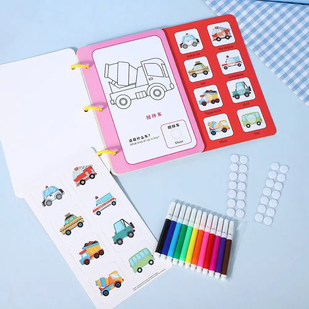 Quiet Book Set 12 Color Color Watercolor Pen Set Dinosaurs Marine Graffiti Notebook Set Animals Cartoon Drawing Notebook