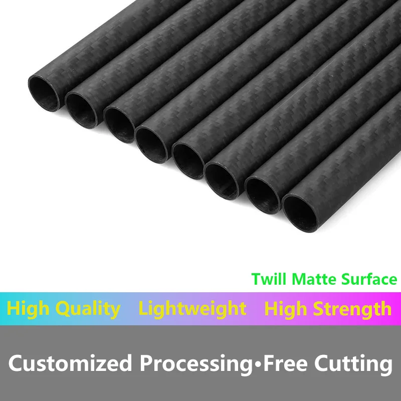 3K Carbon Fiber Tube Twill Matte 2 Pcs Length 500MM Thickness 1mm Outer Diameter 4-40MM Coil Tube Surface 3K Carbon Fiber Tube