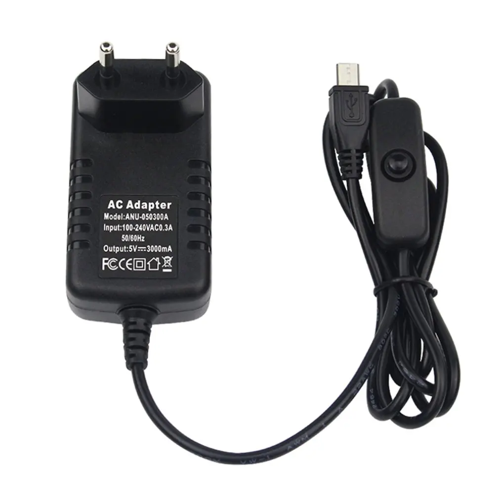 5V 3A EU Plug Power Supply Charger AC Adapter Micro USB Cable with Power On/Off Switch For Raspberry Pi 3 pi pro Model B B+ Plus