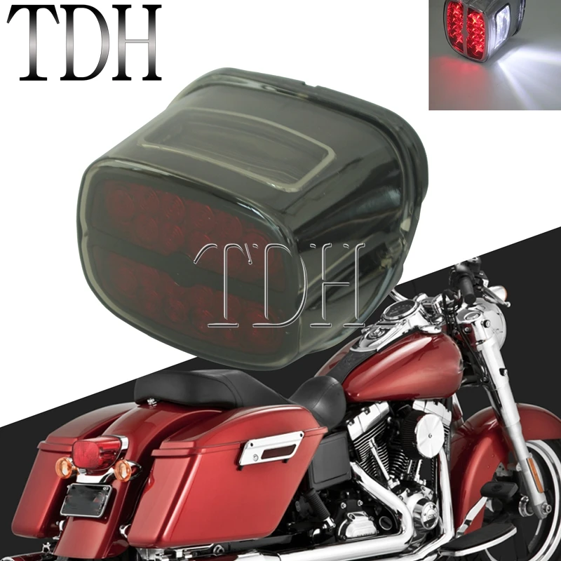 Motorcycle Retro Laydown LED Tail Rear Brake Light License Plate Light For Harley Softail Sportster XL Dyna Tourings Road Glide