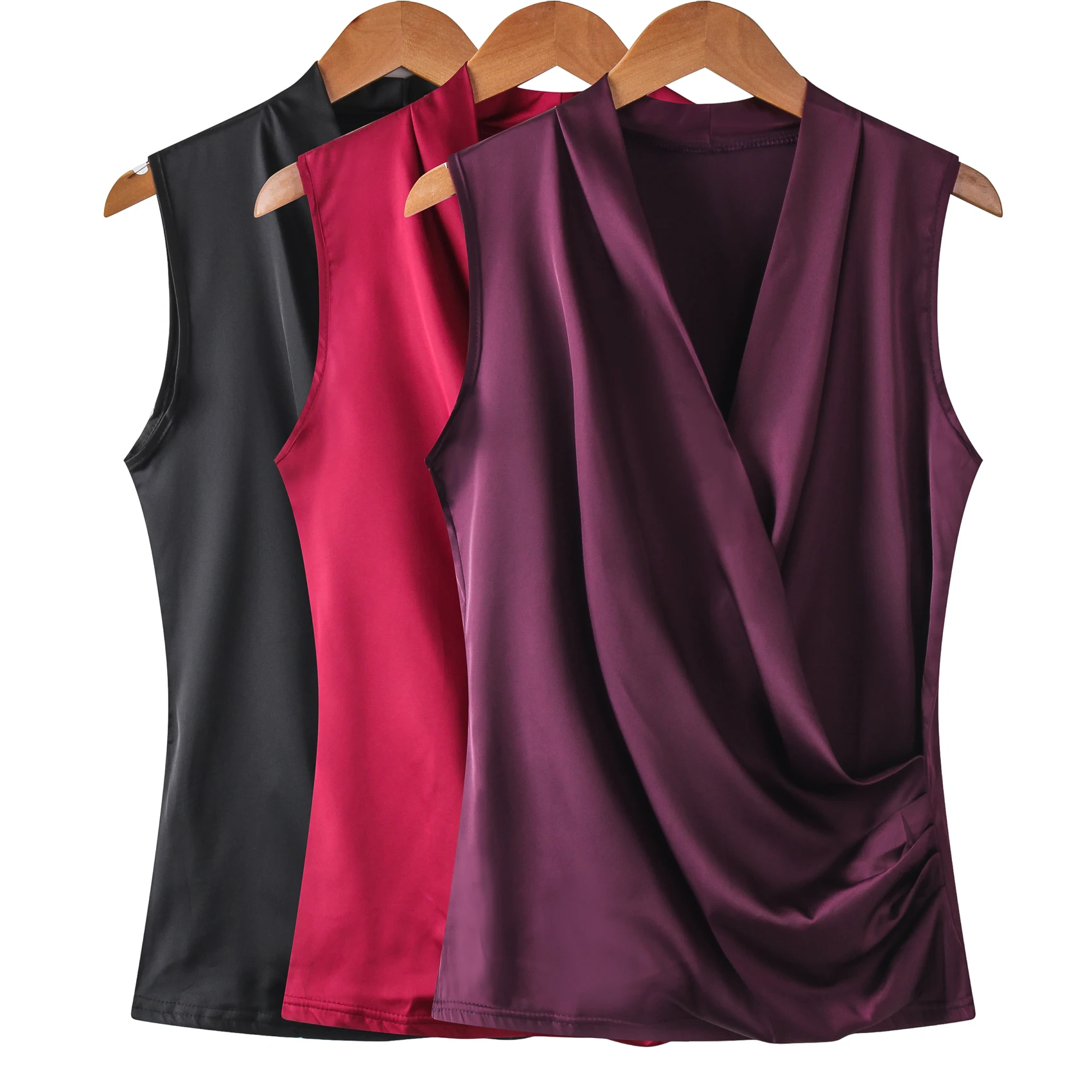 S-4XL summer women's clothing new satin vest blouse shirt female sleeveless casual tops plus size