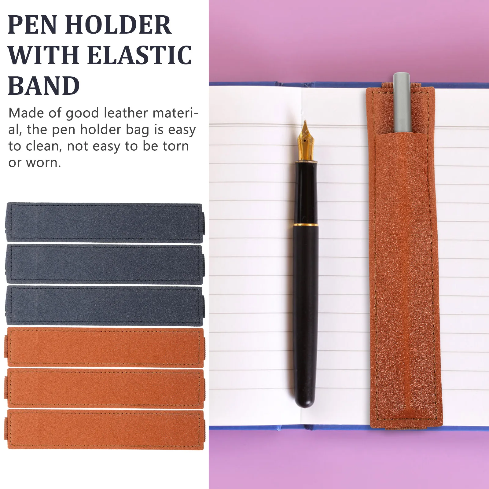 

6 Pcs Capacitor Pen Sleeve Journal Holder Pouch with Elastic Band Notebook Storage Bags Strap for