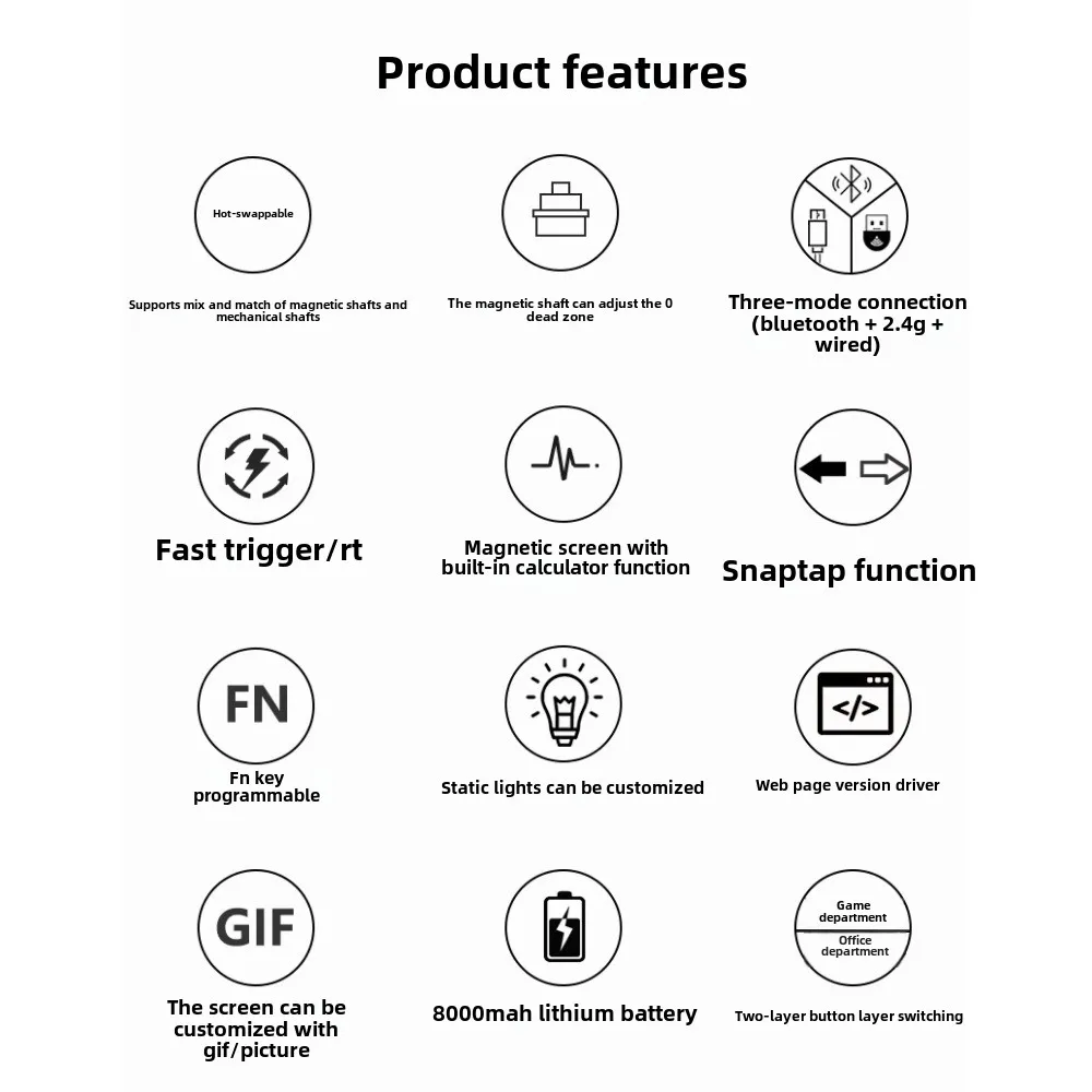 Keydous NJ98-CP แกนแม่เหล็กคีย์บอร์ด e-sports ปรับ key path ไร้สาย Bluetooth fast trigger 8000mAh การออกแบบตามหลักสรีรศาสตร์