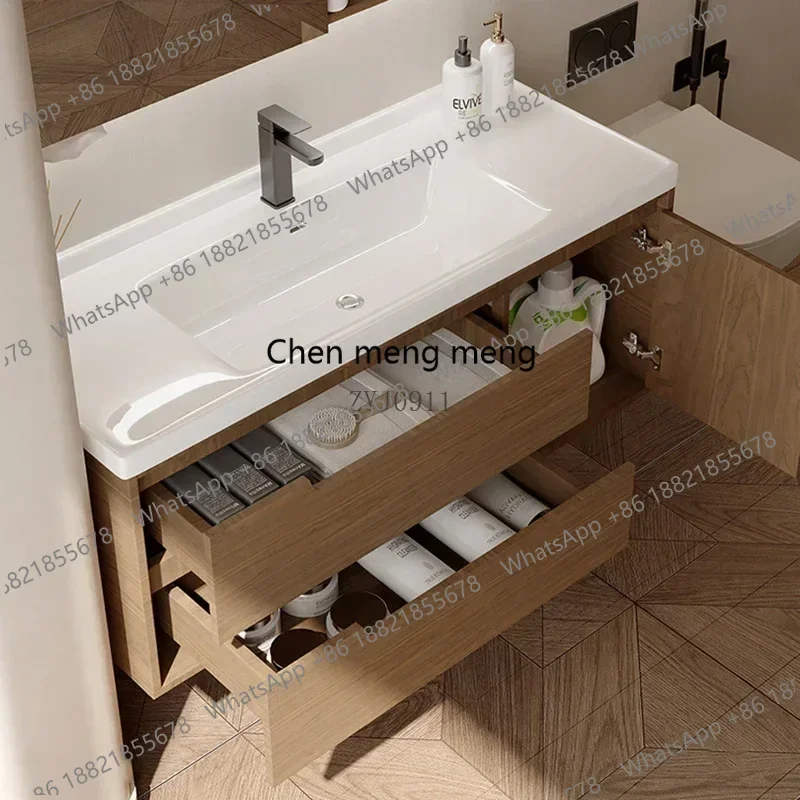 F182 Corner cabinet, wooden furniture, bathroom storage, towel rack, salon station, toilet column, sink base, floor view 5