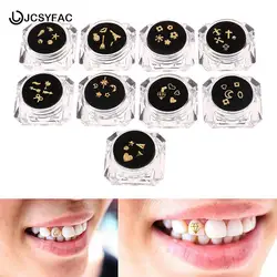 Tachuelas de dientes de cristal de diamante Dental, adornos de dientes de Metal, gemas de dientes, joyería, decoración de dientes, 5 piezas por caja