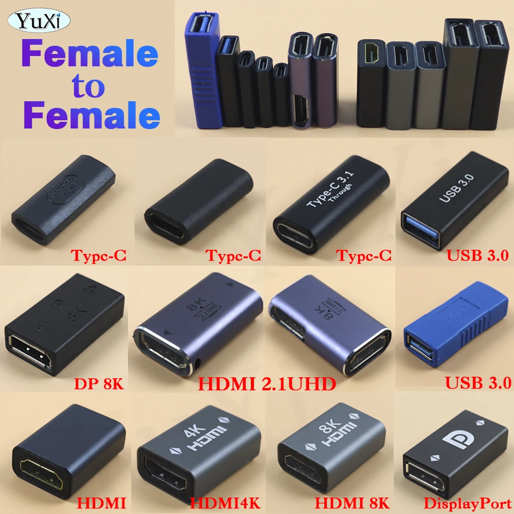 

1Pc USB Type-C Adapter Female Converter Portable USB-C Fast Charge Data Adaptor HDMI DP DisplayPortt Extension Adaptor for Phone