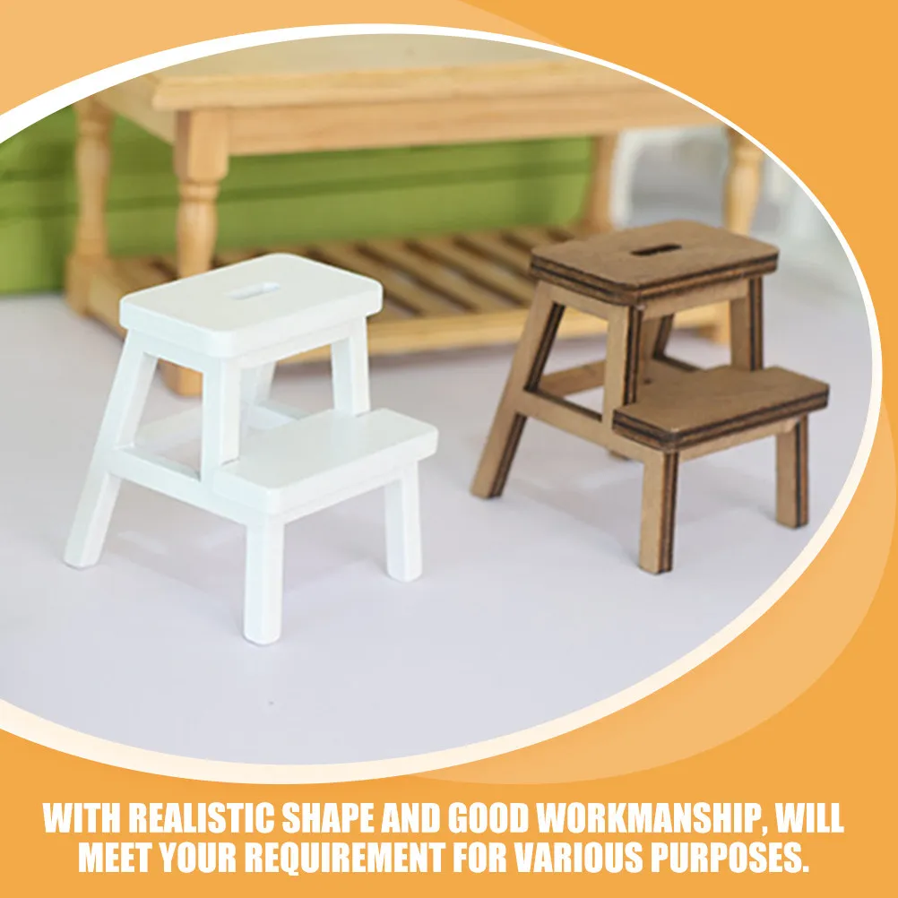 

2Pcs Miniature Stool Rustic Mini Wooden Stool DIY Mini House Bedroom Living Room Decoration Micro Furniture Miniature Stools