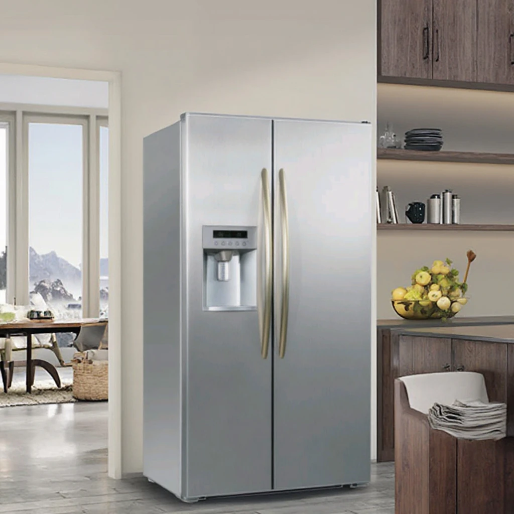 

Stainless Steel Multi-Door Refrigerator With Adjustable Legs Rear Freezer Direct Cooling 110W New Condition