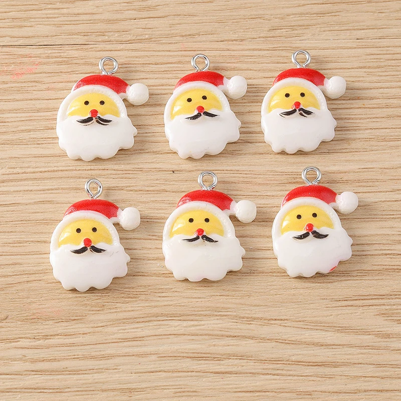10 Stück Niedliche Weihnachtsanhänger aus Kunstharz: Weihnachtsmann, Baum, Hirsch für die Herstellung von Ohrringen, Halsketten, DIY-Bastelarbeiten und Schmuckzubehör – Detail 22