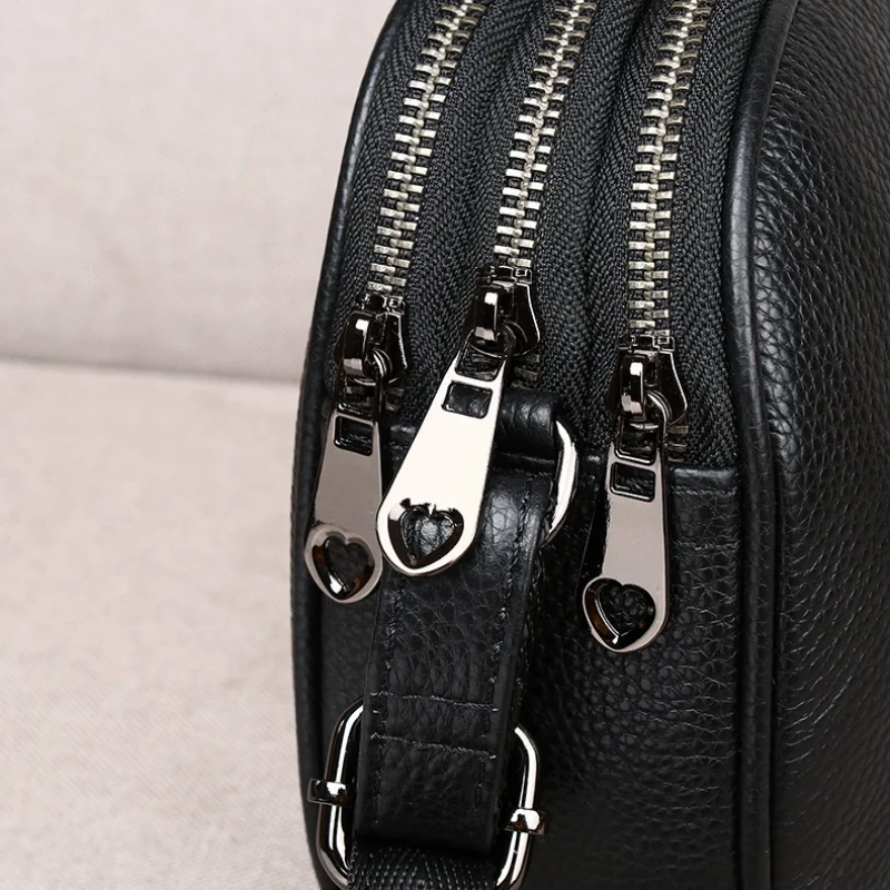 Three Zipper Bags Fashion Women\'s Shoulder Bags Soft Leather Casual Crossbody Bags