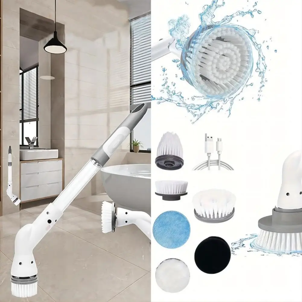 Electric Cleaning Brush With Long Handle Automatic Rotation Extension Cordless Multifunctional Cleaning Brush