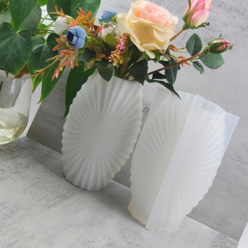 Container Silicone Mold with Ruffle Pattern Vase Epoxy Casting Molds Handmade