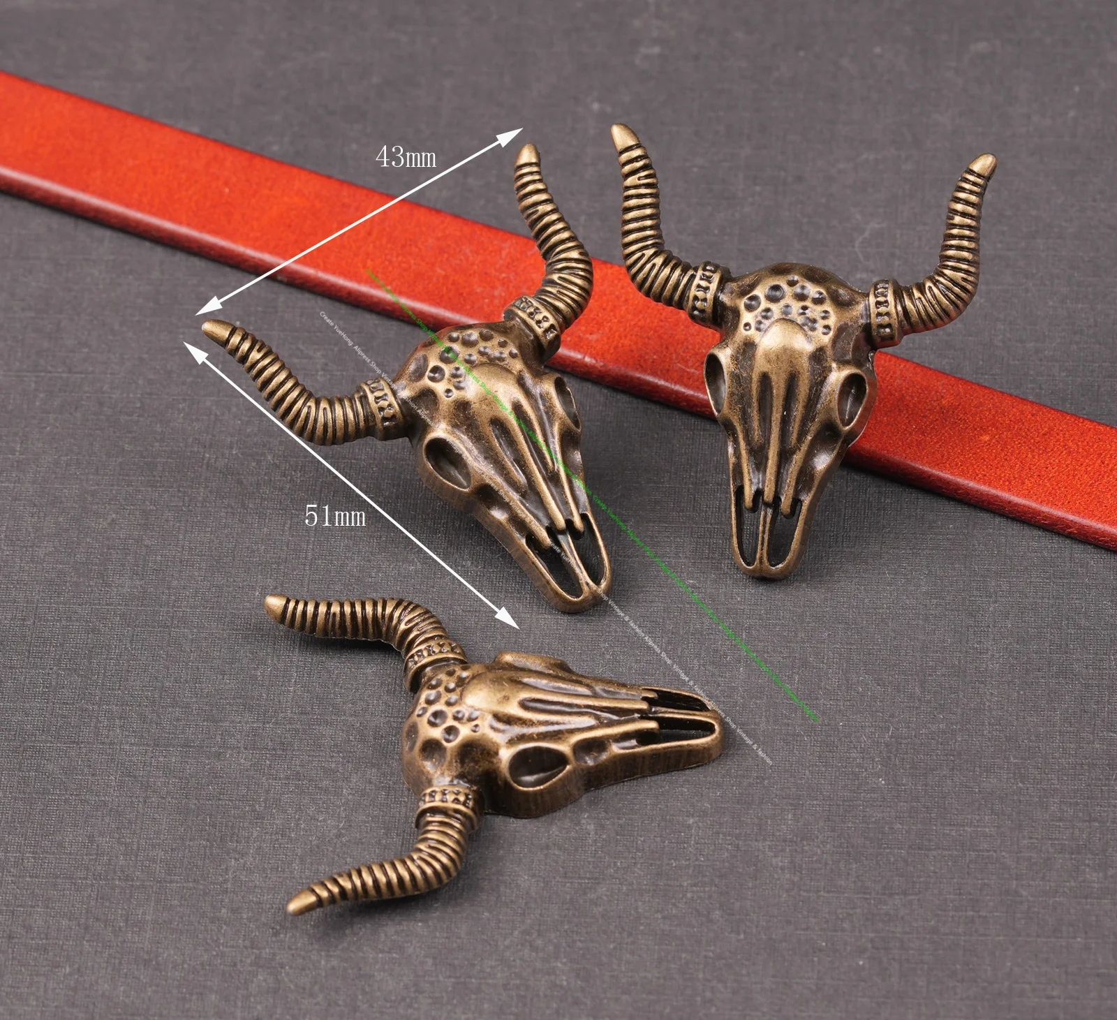 10x50*43mm Punk Biker Antik Silber Western Bull Head Longhorn Leder Craft Gürtel Zubehör Sattel Concho Knopf Schraube zurück – Detail 8