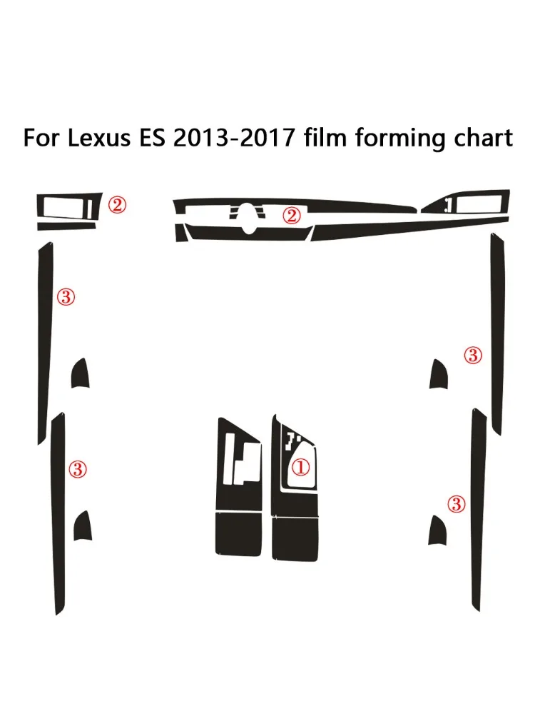 Lexus,2013-2017,3D/5D,カーボンファイバー,センターコンソール用の成形ステッカー