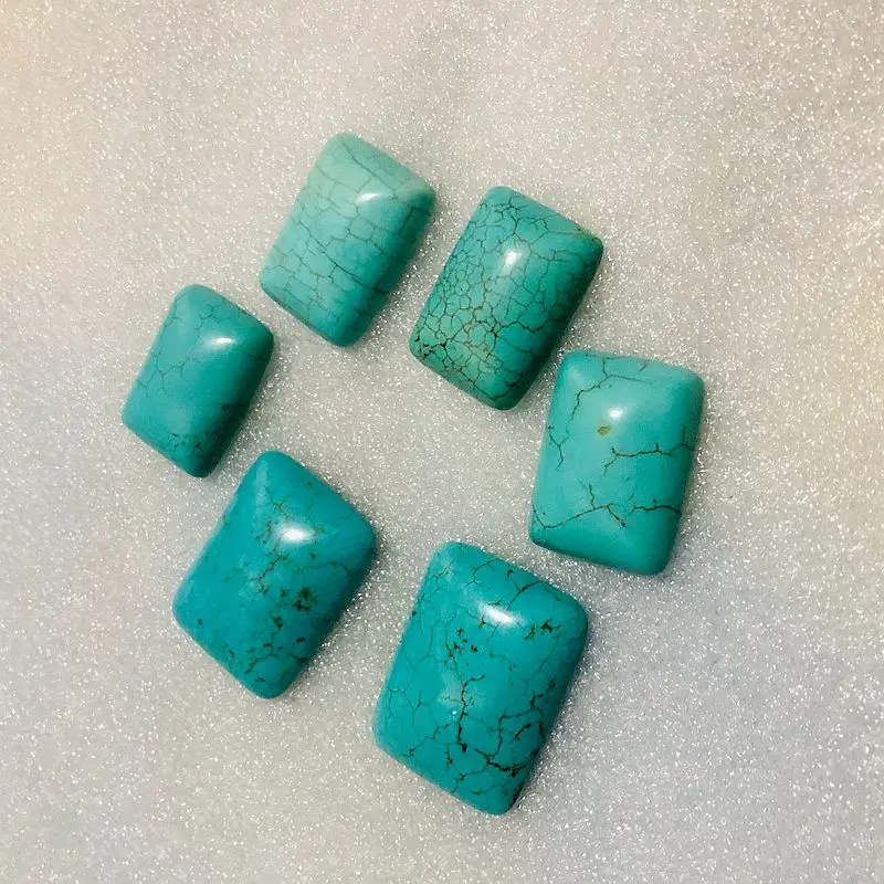 Wholesale 5pcs/pack Natural Magnesite Turquoise Bead Cabochon 17x24mm 22x30mm Rectangle Gemstone Jewelry Ring Face,Pendants