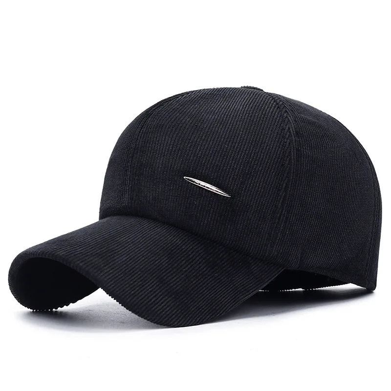 

Plus Big Size Warm Stripes Velvet Cotton Men Cap Winter middle-aged Elderly Outdoor Cold Thickened Baseball Cap Men Hat With Ear