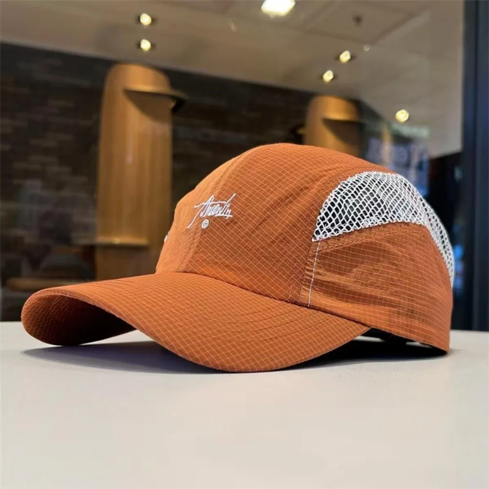 Letter Embroidered Light weight Hiking Sun Cap for Men and Women Quick-Dry Laser-Punched Breathable Hat Outdoor Baseball Cap