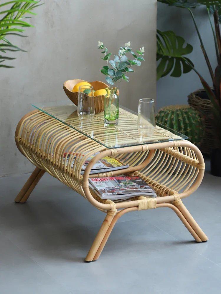 Bed & Breakfast Living Room Home Sofa Side Table Creative Woven Rattan Long Table