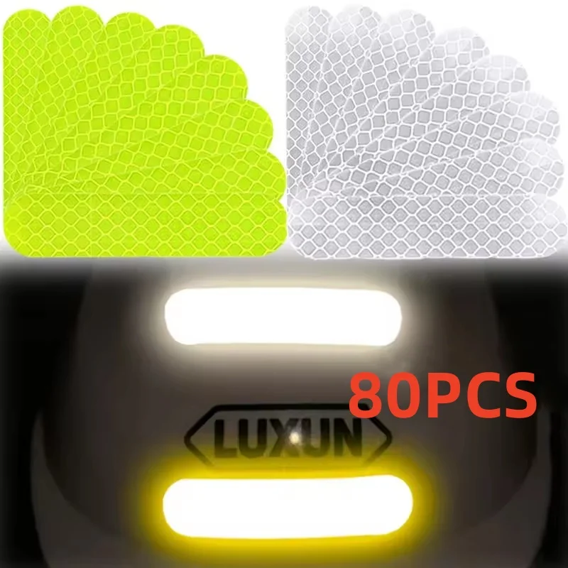 80-10PC Universal Safety Warning Reflective Stickers for Car Helmet Reflect All Light Sources Motorcycle Helmet Stickers for Car