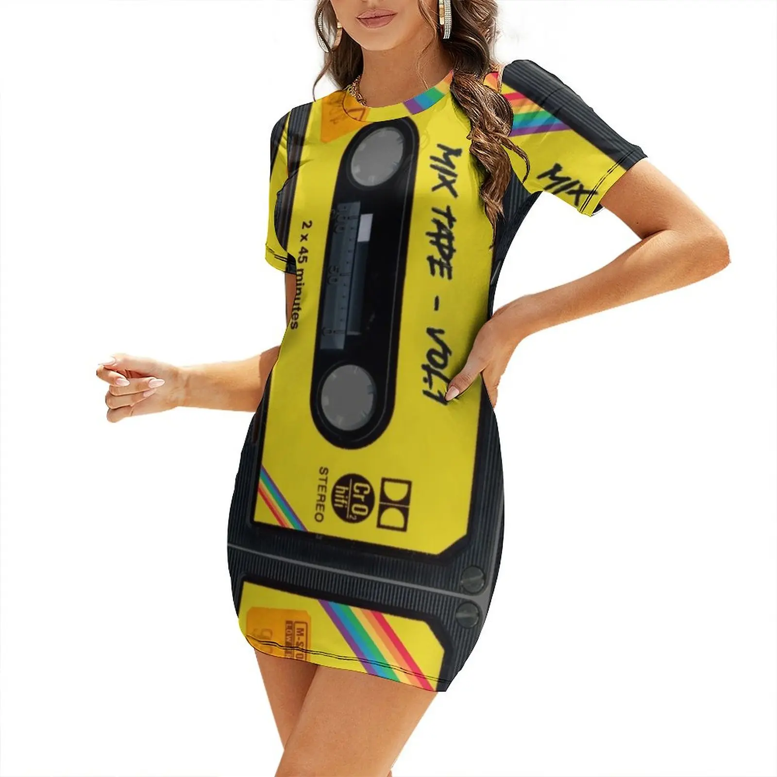 

Cassette tape, nostalgy, retro, cool. Short Sleeved Dress Long dress woman Woman dresses