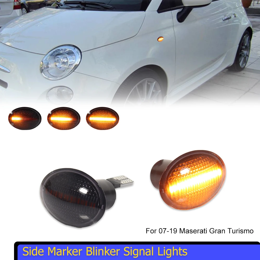 2PCS Sequential LED Side Marker Blinker Signal Lights For 07-19 Maserati Gran Turismo