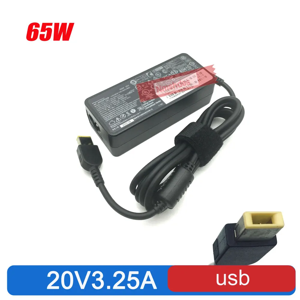 Cargador para portátil ThinkPad 65W 20V 3.25A con punta delgada, adaptador de CA para FLEX 14, FLEX 15, FLEX 2, YOGA 13, YOGA 2, Yoga 13 Pro