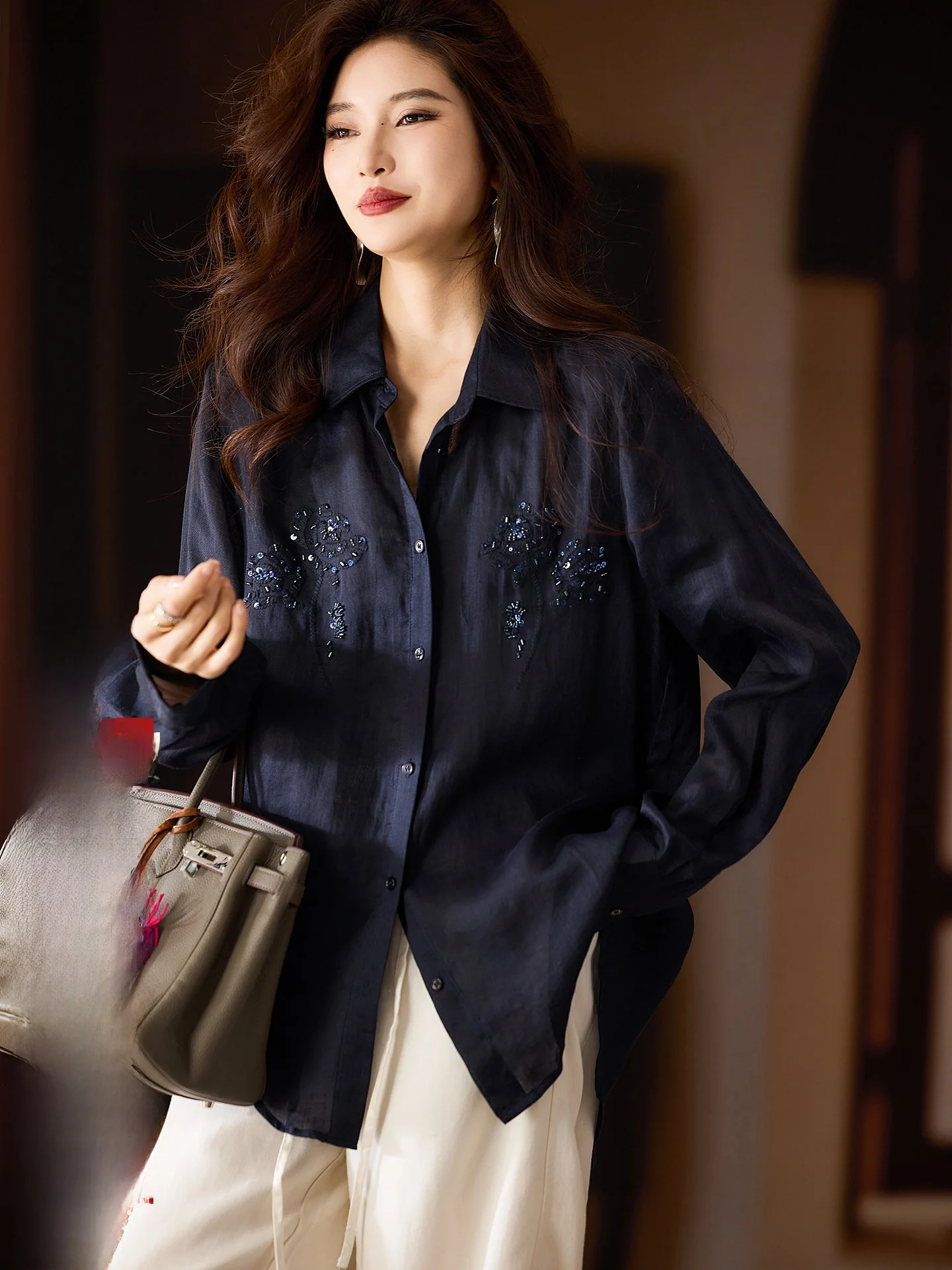 

Street Sle Long Sve Women's irt Striped Linen Button up Casual Breathable Spring New Faion plus Size European irt